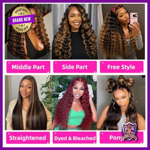 28 Inch Deep Wave Lace Front Wig Human Hair Glueless Pre Plucked main image 5